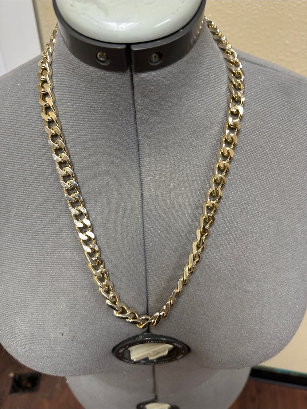 Guess by Marciano Gold-Tone Curb Chain Necklace with Logo Pendant